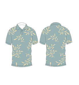 เสื้อโปโลผู้ชายพิมพ์ลายใบไม้สีเขียวเซจแขนสั้นลำลองแฟชั่นฤดูร้อน - Product Image 3