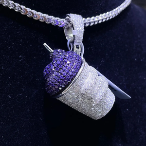 Colgante de taza de café personalizado con incrustaciones de moissanita, de plata de ley 925, estilo hip hop, joyería brillante, pasa la prueba del tester - Product Image 3