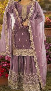 Élégante robe indienne et pakistanaise 3 pièces vert menthe avec broderie argentée, tenue de mariage traditionnelle pour femmes, longueur genou - Product Image 4