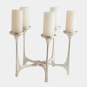 Candelabro Ritual de Cinco Brazos, Plateado, Metálico, Soporte para Velas, Decoración Duradera para el Hogar - Product Image 4