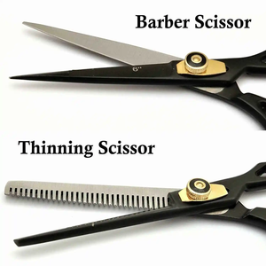 Kit de ciseaux de barbier avec ciseaux à effiler et rasoir, kit professionnel de barbier, ensemble d'outils de coupe de cheveux, kit de ciseaux de barbier - Product Image 4