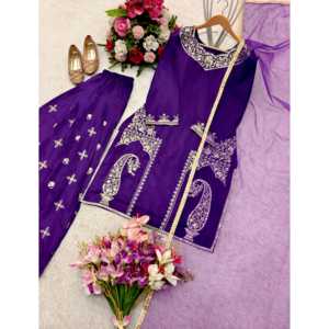 Magnifique ensemble haut-bas et dupatta fantaisie pour les fêtes, robes de bal élégantes - Product Image 4