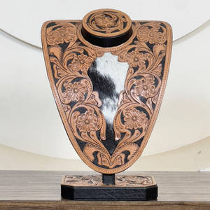 Soporte de Joyería de Cuero Genuino de Vaca con Diseño Floral Hecho a Mano, Estilo Western, para Exhibición de Joyas de Mujer - Súper Septiembre - Product Image 3