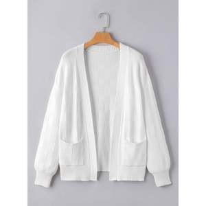 2025 femmes à la mode coupe ample 2024 automne ouvert devant à carreaux Cardigan à manches longues gros tricot chandails vêtements d'extérieur - Product Image 1