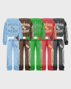 Light Blue Brand Vs State <b>Zip</b> <b>Up</b> Cropped Hoodie & Pants Set Oversized Streetwear Tracksuit. OEM Private Label Manufacturer - Product Image 5