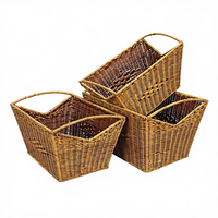 Panier/Plateau multifonction vintage en jacinthe d'eau tressé à la main, écologique et économique, avec poignée confortable pour chambre à coucher