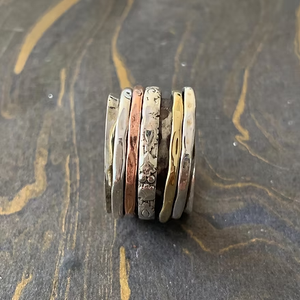 Handmade Bohemian Sterling Silver <b>Spinner</b> <b>Ring</b> for Anxiety Relief Wide Textured Design Unisex Jewelry - Product Image 2