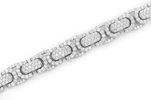 Luxury 24K <b>Solid</b> <b>Gold</b> Diamond Chain Bracelet Round Brilliant Cut Pave Setting Geometric Style Men's Everyday Wear - Product Image 3