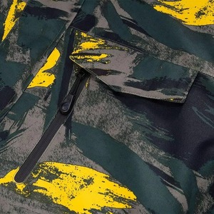 Chaqueta Impermeable, Cortavientos y Transpirable para Esquí y Snowboard, Ecológica, Color Verde Oscuro, Negro, Gris, Amarillo, con Estampado de Cepillo, con Capucha - Product Image 5