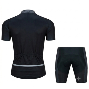 Ensemble de cyclisme personnalisé noir pour homme, short à bretelles à manches courtes, respirant, séchage rapide, équipement de cyclisme en plein air, vêtements d'entraînement athlétique - Product Image 2