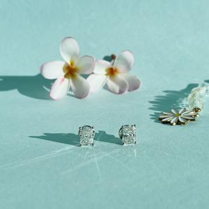 Pendientes de diamantes cultivados en laboratorio con certificación GIA de 1.50 CT, corte Radiant, color F, brillo excelente, diseño minimalista unisex en oro blanco de 14k. - Product Image 1