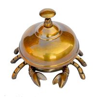 Cloche de bureau ronde en laiton antique poli, impression numérique, 4 pouces, style antique, décoration d'intérieur, cadeau
