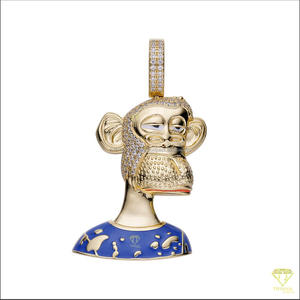 Colgante de dibujos animados con incrustaciones de diamantes en plata de ley 925 con piedras de moissanita VVS, joyería hip hop. - Product Image 4