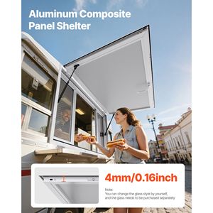 Finestra di Servizio in Lega di Alluminio 53x33 Pollici con Angolo di 85 Gradi e 4 Pannelli Scorrevoli per Food Truck - Product Image 2