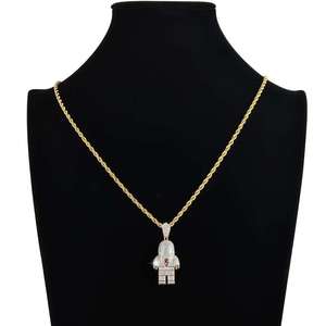 Collar con Colgante de Astronauta de Dibujos Animados en Plata con Moissanita, Micro Pavé, Joyería de Moda Hip Hop para Hombre, Regalo al por Mayor, Streetwear - Product Image 2