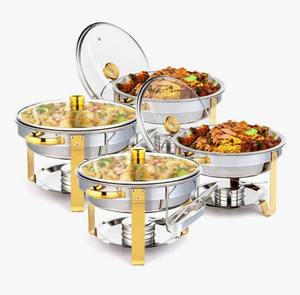 Recipiente redondo de lujo para buffet de 9 cuartos, calentador de alimentos de acero inoxidable al mejor precio - Product Image 1