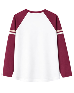 T-shirt à manches longues raglan blanc bordeaux personnalisé pour homme, 100% coton, col rond décontracté, tee-shirt de baseball décontracté, fabricant OEM, fournisseur - Product Image 2