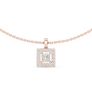 Colgante de Oro Blanco de 14K con Diamante Cultivado en Laboratorio, Corte Princesa/Redondo, para Mujer, Ideal para Fiestas |   Diamante Cultivado Nuevo - Product Image 2