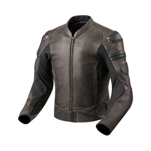 Blouson de moto en cuir marron pour homme, manches longues, coupe-vent, toutes saisons, vêtements de course - Product Image 3