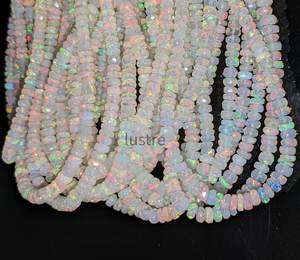 Collier de perles d'opale naturelle éthiopienne Welo, opale blanche facettée, prix de gros pour la fabrication de bijoux - Product Image 2