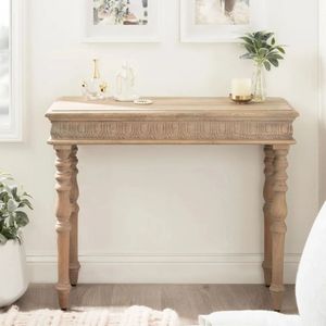Vintage Carved <b>Wood</b> Console <b>Table</b> <b>Rustic</b> Entryway Sofa Side <b>Table</b> Antique Accent Hall <b>Table</b> - Product Image 1