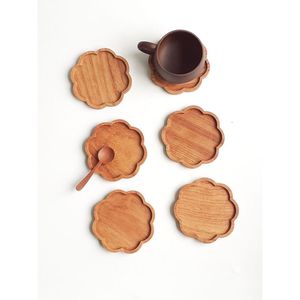 Handmade Wooden Coaster Set with Natural Rustic Finish, Round Table Coasters for Coffee, Tea, <b>Drinks</b> and Home Dining Decor - Product Image 2