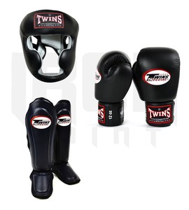 Set de Boxeo TWINS Personalizable: Protector de Cabeza, Protectores de Espinillas, Guantes de Cuero Vacuno Genuino con Cordones, Antideslizantes, Transpirables y Ligeros - Product Image 3