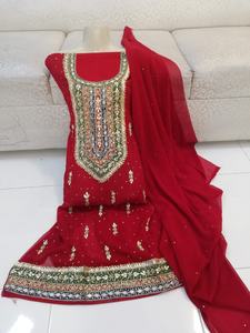 ชุด Gota สำหรับ2022งานแต่งงานผ้าชีฟองซาลวาร์ Kameez จากนักออกแบบปากีสถานสำหรับฤดูร้อน - Product Image 5