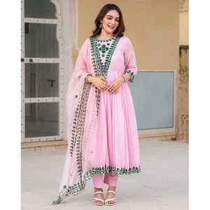 ENSEMBLE DE COSTUME ANARKALI BRODÉ Rose Blush TD-Rose Blush - Product Image 1