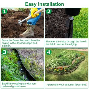 Kit de Bordeado de Jardín sin Excavación de 10 Metros, 30 Estacas, Borde de Plástico de 5 cm de Altura para Césped, Jardín, Macizos de Flores, Cercas, Enrejados y Puertas - Product Image 5