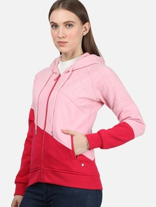 Sudadera con Capucha y Cierre de Cremallera para Mujer, Estampada con Puntos, en Rosa y Rojo, Corte Regular, 100% Algodón Tejido, Ropa Casual de Invierno - Product Image 5