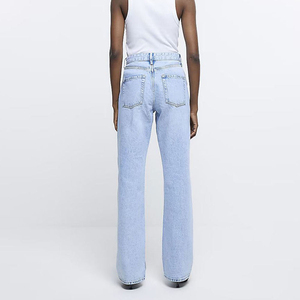 Pantalones Vaqueros Vintage de Cintura Alta para Mujer, de Algodón Transpirable, a la Moda de Otoño, con Rasgaduras, para Tallas Grandes, Servicio OEM, Lavados - Product Image 5