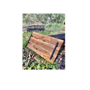 Plateau de service en bois classique, durable et naturel, avec poignées noires, pour la maison, les restaurants, les bars, les hôtels et les mariages - Product Image 1