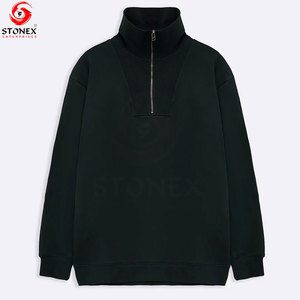 Prix de gros – Sweat-shirt polaire homme vert foncé à demi-zip, coupe droite, col montant, décontracté, pour l'automne, services OEM - Product Image 6