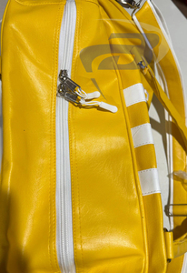 Bolsa de Viaje de Cuero Resistente Reflectante Amarilla con Rayas Blancas Estilo Deportivo de Gran Capacidad de Philo Affiliates Sorority - Product Image 6
