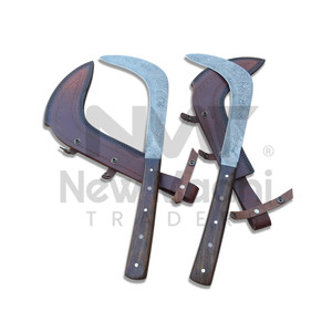 Cuchillo de Caza de Acero de Damasco con Mango de Madera, Hoja de Pata de Cabra de 0.6mm de Grosor, Borde Biselado, Cuchillos Personalizables OEM - Product Image 1