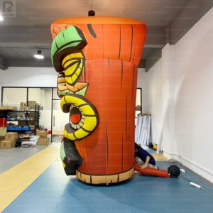 Tótem Tiki Inflable Gigante Personalizado <span class=keywords><strong>de</strong></span> 4m con Luces LED, Modelo <span class=keywords><strong>de</strong></span> Máscara Tiki para Publicidad en Fiestas Hawaianas/Eventos Luau - Product Image 4