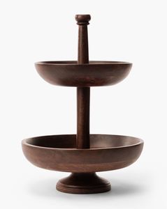 Fresh Quality 2 Tier Wood Cupcake Stand Wood Cake Stand Holder Round Tiered <b>Display</b> Stand Detachable Cupcake Serving Tray - Product Image 3