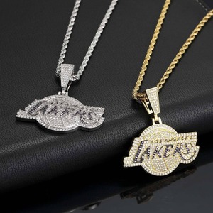 New Hip Hop Lakers Team Pendant Necklace with Micro Inlaid Moissanite Commemorative <b>Fan</b> Necklace Wholesale - Product Image 5