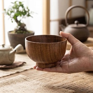 Bol de service en bois d'acacia de luxe pour salade de fruits, pain, pâtes, riz et autres essentiels de cuisine, vaisselle contemporaine pour restaurants et hôtels - Product Image 3