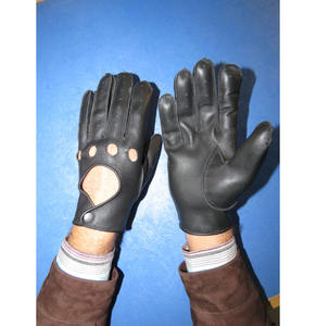 Gants de conduite classiques en cuir pour hommes, poignet réglable, trous perforés sur les doigts, gants de chauffeur - Product Image 2