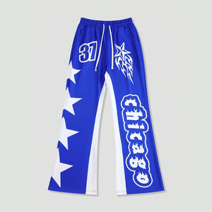Wholesale Designer Custom Dept Men's High Quality Embroidered Mid Elastic Waistband <b>Flared</b> Jogger Pant <b>Corduroy</b> Straight - Product Image 1