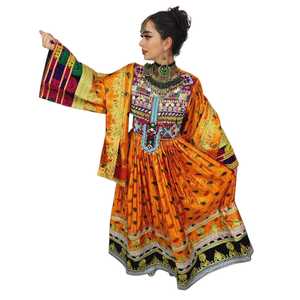 Vestido de Novia Afgano Kuchi de la Mejor Calidad, Largo hasta el Suelo, Tallas Personalizadas, Estilo Indio Banjara, para Danza del Vientre, Fiesta, Chifón, Satén, Tela Pesada - Product Image 1