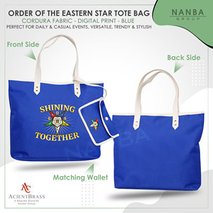 กระเป๋าช้อปปิ้งสีน้ำเงินลาย Blue OES Shining Together Order of the Eastern Star Journal แบบสั่งทำพิเศษ - Product Image 2