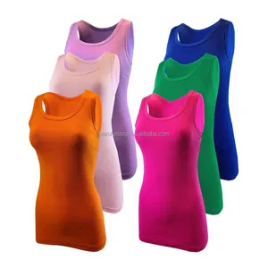 Camiseta sin mangas larga de algodón MWTT23 para mujer, verde, rosa, azul, púrpura, rosa claro