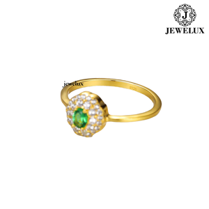 Jewelux Women's Yellow Gold Plated Gemstone <b>Ring</b> Round Brilliant Cut <b>Crystal</b> Flower Classic Style Engagement <b>Ring</b> From India - Product Image 2