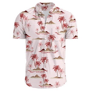 Wholesale Summer Men's Short Sleeve Hawaiian Beach Shirt Sublimation Printed Polyester Cotton Men Beach Shirts OEM Manufacturer - Product Image 4