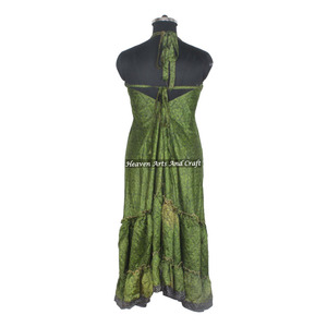 New Bohemian Vintage Silk Saree Boho <b>Dress</b> Women Floral Print Beach <b>Dress</b> Casual Ladies Slim Fit Printed <b>Custom</b> Summer <b>Dress</b> - Product Image 5
