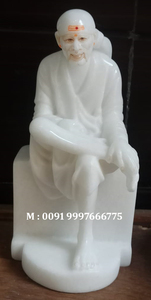 Pure White Marble Sai Baba Sitting Statue - Product Image 6