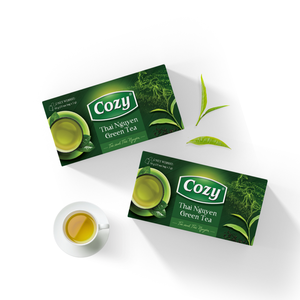 Sachets de thé vert personnalisés de haute qualité OEM, sachets filtrants thermoscellés en PLA, emballage en boîte personnalisé - Product Image 1